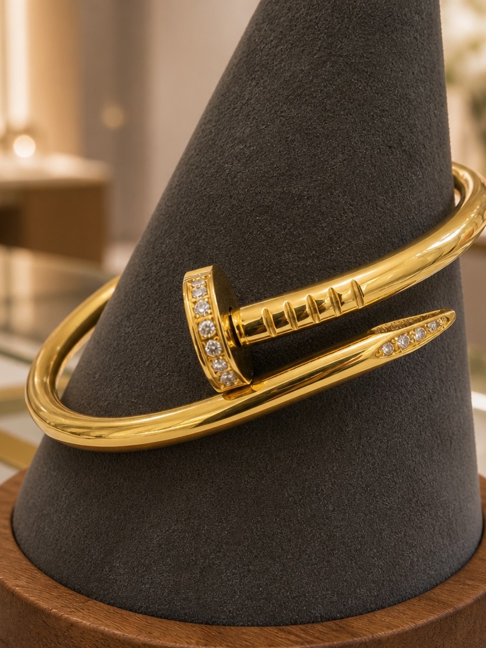 Gold Nail-Style Cuff Bracelet with Crystals  Jewelry brand  inspired